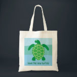 Sea Turtles Tote Bag<br><div class="desc">Save the sea turtles tote bag.  It's a delightful turtle in greens and blues.  You can customise the text,  change it to a name or the name of your beach cottage... .whatever you like.</div>