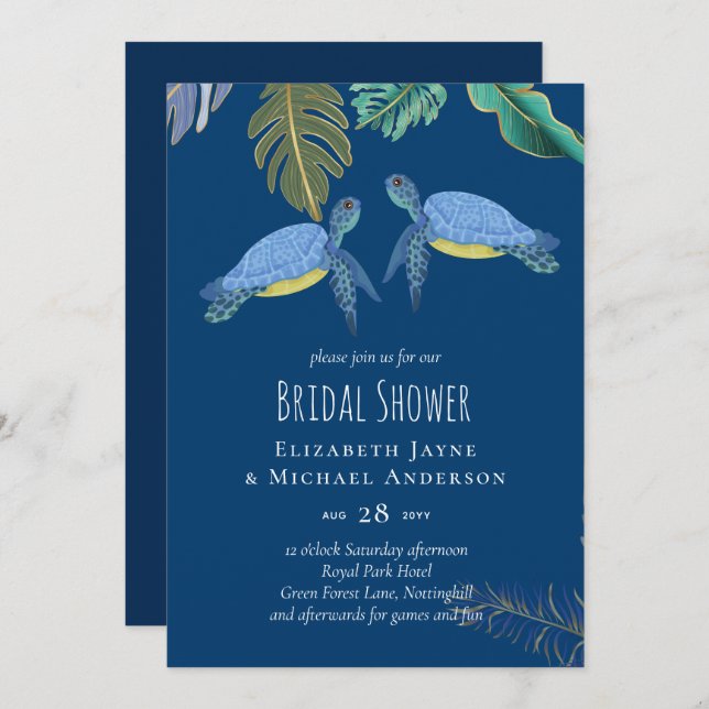 Sea Turtles Wedding Blue Yellow (Front/Back)