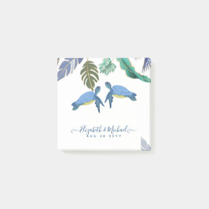 Sea Turtles Wedding Blue Yellow Post-it Notes