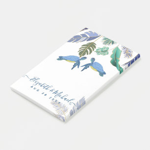Sea Turtles Wedding Blue Yellow Post-it Notes