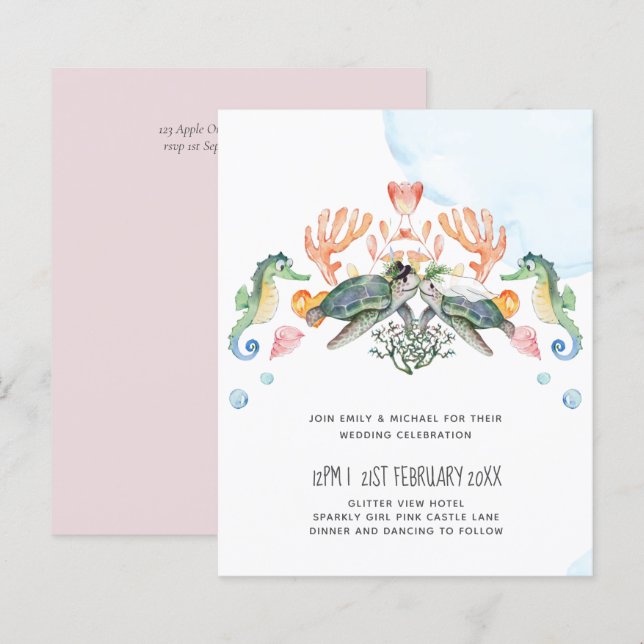 Sea Turtles Wedding Featuring Bride and Groom (Front/Back)