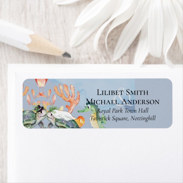 Sea Turtles Wedding Featuring Bride and Groom (Insitu)