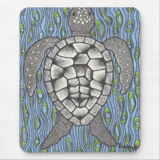 Sea Tutle On Blue Mouse Pad