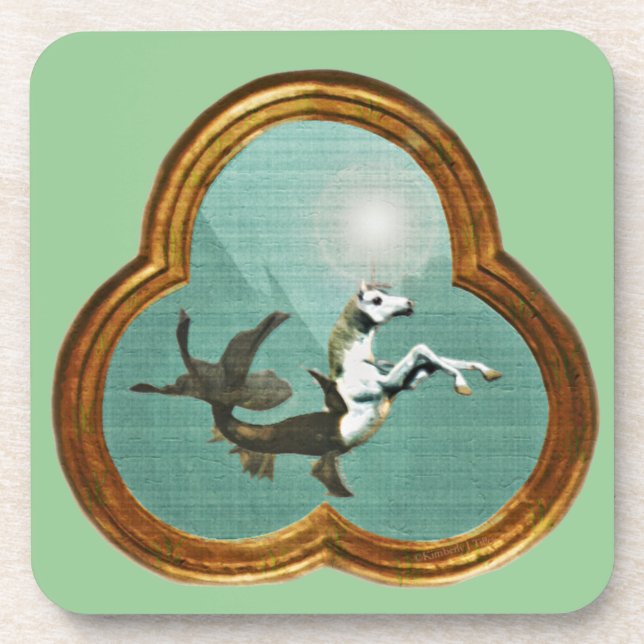 Sea Unicorn Cork Coaster (Front)