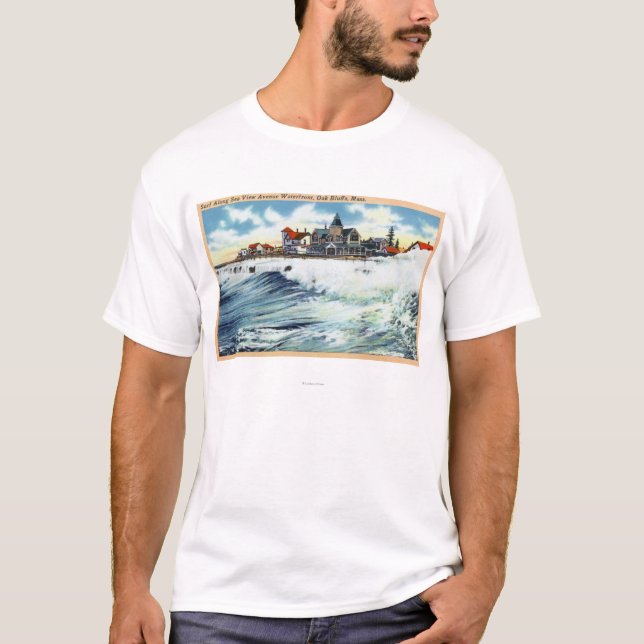 Sea View Avenue Waterfront View of the Surf T-Shirt (Front)