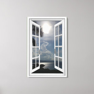Sea View Trompe L'oeil Fake Window Canvas Print