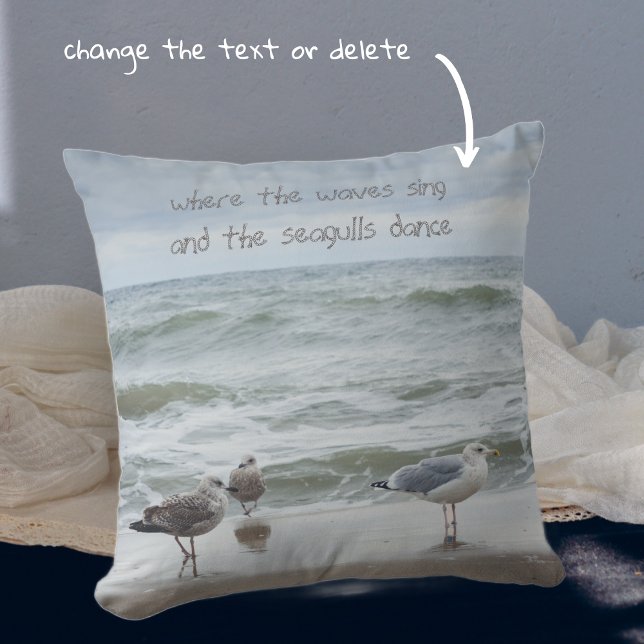 Sea view : waves and seagulls cushion (Creator Uploaded)