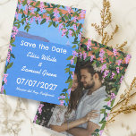 Sea View Wisteria Save the Date Custom Photo<br><div class="desc">Perfect design for a fun save the date card! Hand made art for you! FULLY CUSTOMIZABLE! Click on “Personalise” above to edit the text and add your photo to the back. Click "edit using design tool" to adjust the fonts, colours and placements and to delete the back side design if...</div>