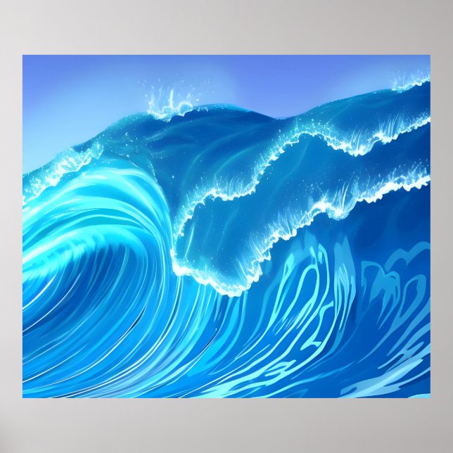 Sea wave design - Flowing Wave  Poster (Front)