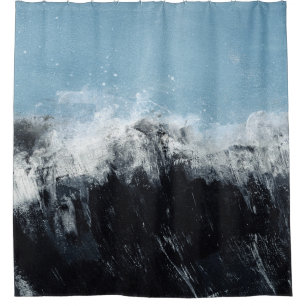 Sea wave: hand-painted design shower curtain