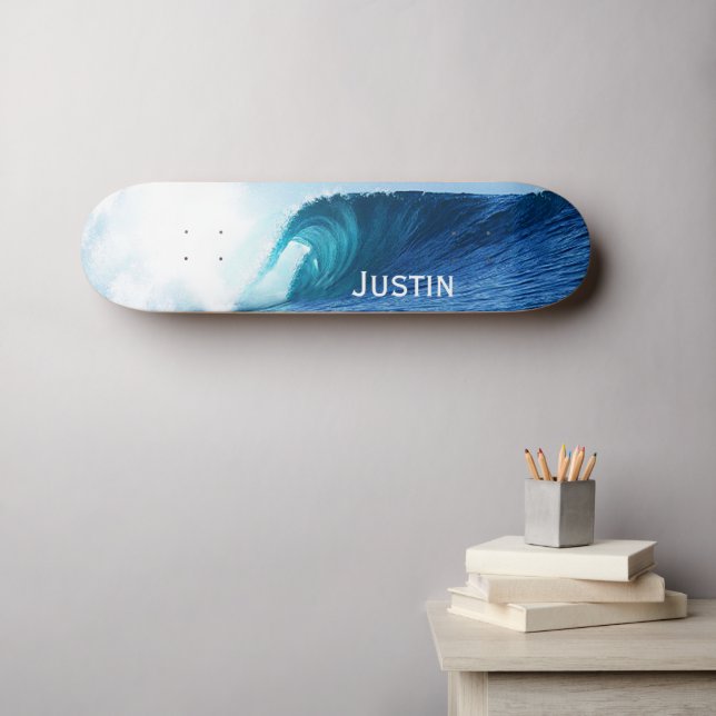 Sea Wave Tube Surf Lombok Indonesia Custom Name  Skateboard (Wall Art (Horz))