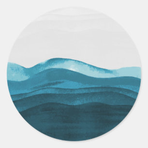 Sea waves paint classic round sticker