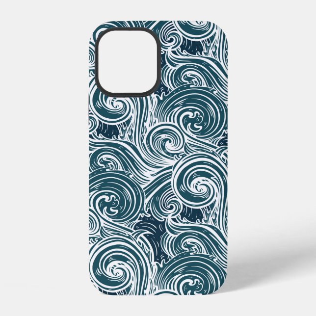 Sea waves seamless pattern iPhone case (Back)