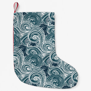Sea waves seamless pattern small christmas stocking