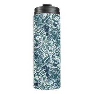 Sea waves seamless pattern thermal tumbler