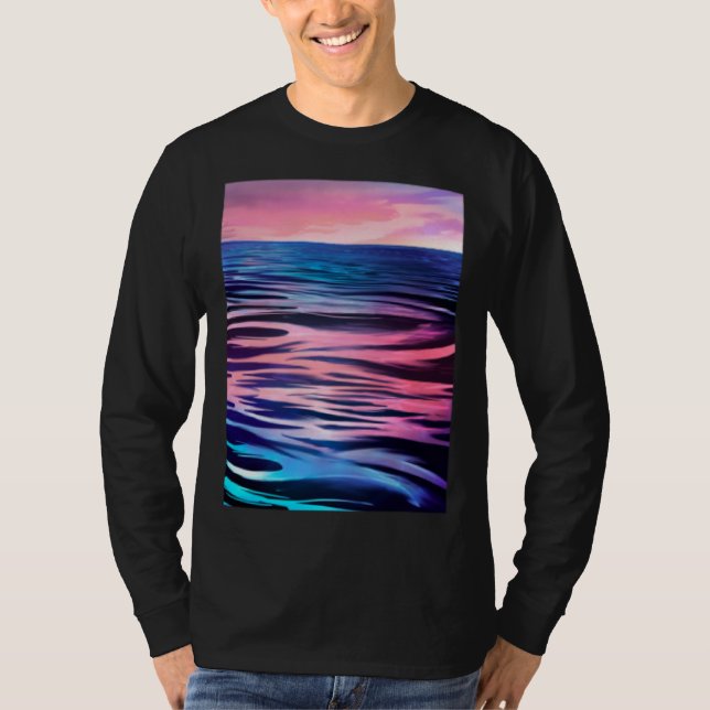 Sea Waves Sunset T-Shirt (Front)