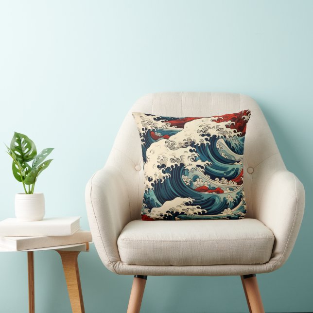 Sea Waves Ukiyo-e Cushion (Chair)