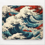 Sea Waves Ukiyo-e Mouse Pad<br><div class="desc">If you like oriental style,  this design will be perfect for you. It shows the sea.</div>