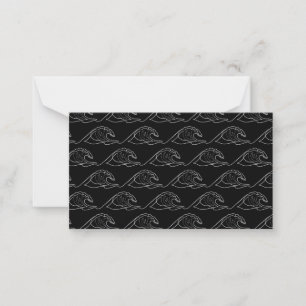 Sea Waves White Contour Surfing Artistic Summer Card