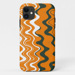 Sea Wavy Stripes Pattern (Orange, White, Grey) iPhone 11 Case