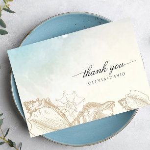 Sea Wedding  Summer Blue Ocean Beach Wedding  Thank You Card