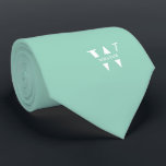 Sea White Colour Elegant Monogram   Name  Tie<br><div class="desc">An elegant necktie featuring a bold white monogram across a smooth Colour background. On top of this monogram sits your first or last name spelled out in all capitals. If you prefer a bolder look for the personal name inside of the large letter you can do the following: Use the...</div>