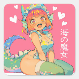 Sea Witch "Umi no Majo" Kawaii Anime Monster Girl Square Sticker
