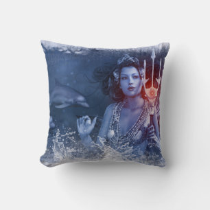 Sea Witch Water Goddess Throw Pillow Wicca