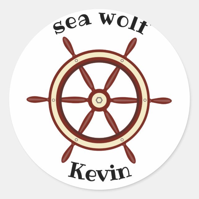 "SEA WOLF" ,steering wheel, personalised Classic Round Sticker (Front)