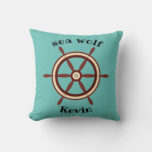 "SEA WOLF" ,steering wheel, personalised Cushion (Front)