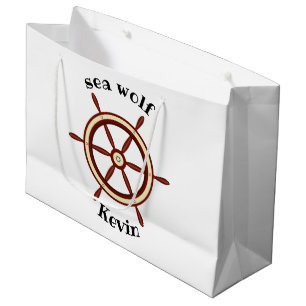 "SEA WOLF" ,steering wheel, personalised Large Gift Bag