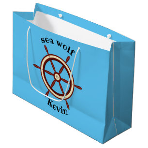 "SEA WOLF" ,steering wheel, personalised Large Gift Bag