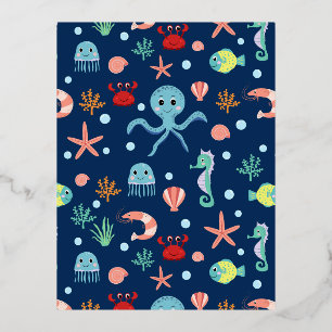 Sea World Foil Invitation Postcard