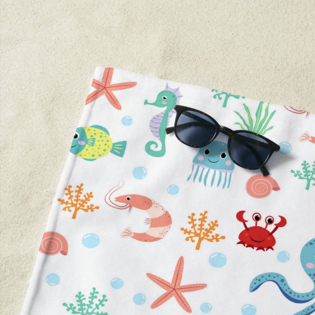 Sea World pattern Beach Towel (In Situ)