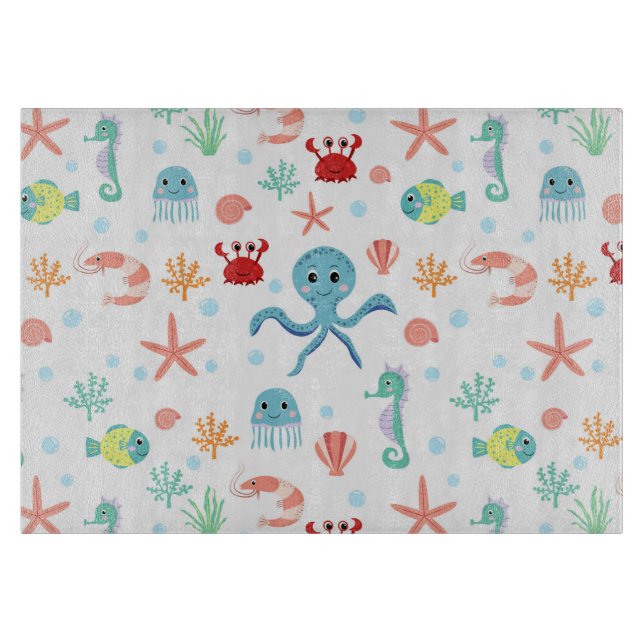 Sea World pattern Cutting Board (Front)
