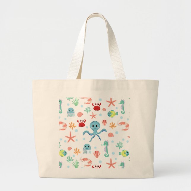 Sea World pattern Large Tote Bag (Front)