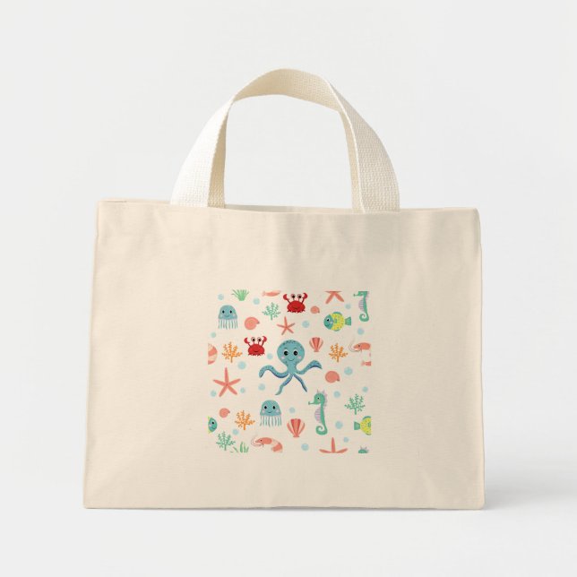 Sea World pattern Mini Tote Bag (Front)