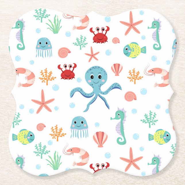 Sea World pattern Paper Coaster (Front)