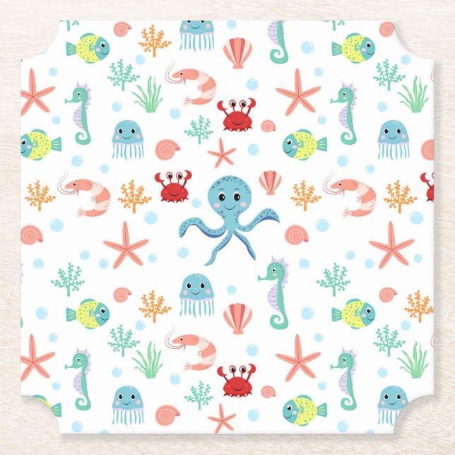 Sea World pattern Paper Coaster (Front)