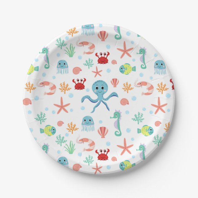 Sea World pattern Paper Plate (Front)