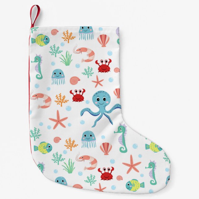 Sea World pattern Small Christmas Stocking (Front)