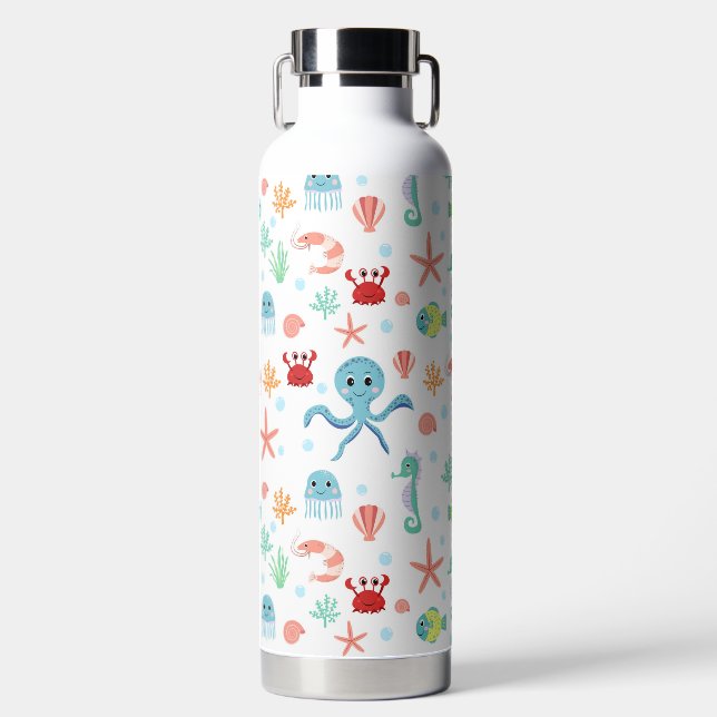 Sea World pattern Water Bottle (Front)