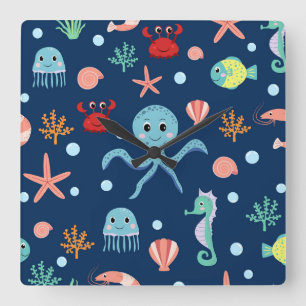 Sea World Square Wall Clock