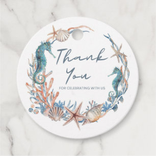 Sea Wreath Beach Seahorse Shells Thank You Favour Tags