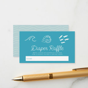 Sea You Soon Baby Blue Diaper Raffle Ticket Enclosure Card