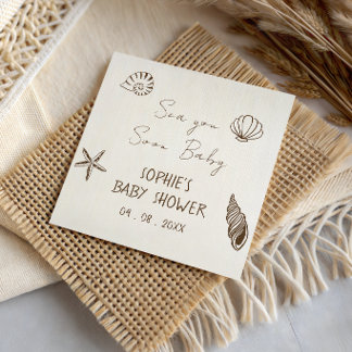 Sea You Soon Baby Coastal Baby Shower Napkin