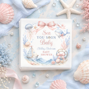 Sea You Soon Baby Coastal Baby Shower Napkin