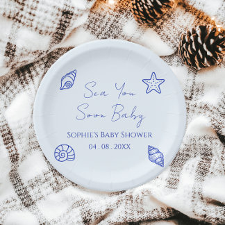 Sea You Soon Baby Coastal Baby Shower  Paper Plate