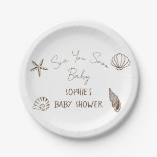Sea You Soon Baby Coastal Baby Shower Paper Plate