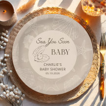 Sea You Soon Baby Coastal Baby Shower Paper Plates